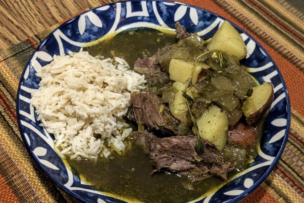 I made curry goat, now I have all this broth so I'm going to slow cook chicken thighs in it today. 🤤