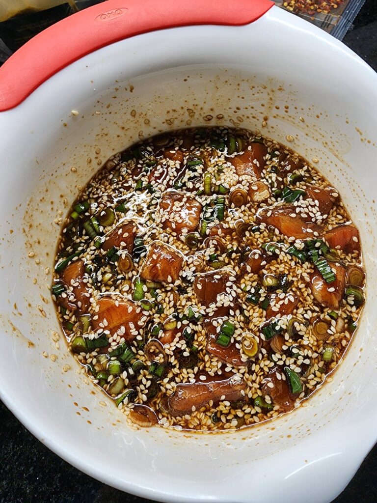 First time making poke versus a chirashi bowl. Too much soy sauce, could have been sweeter, but overall it was good.