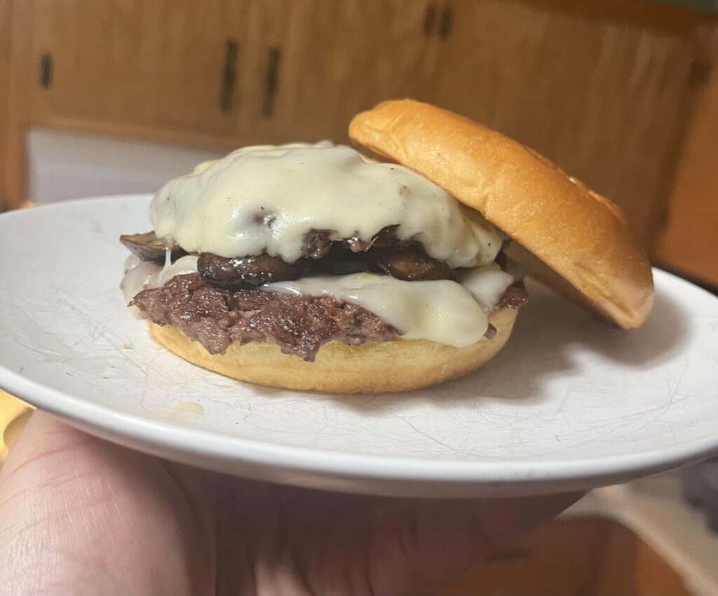 Mushroom Swiss on brioche