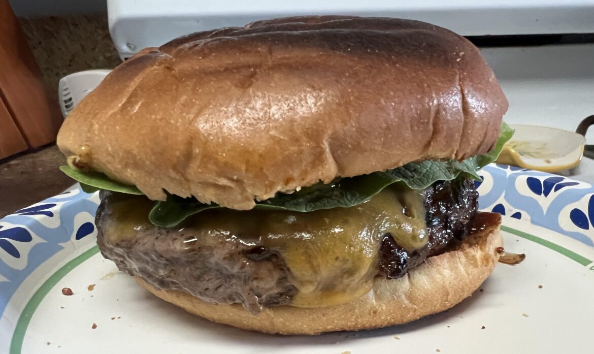 Homemade Ground Sirlion Burger.