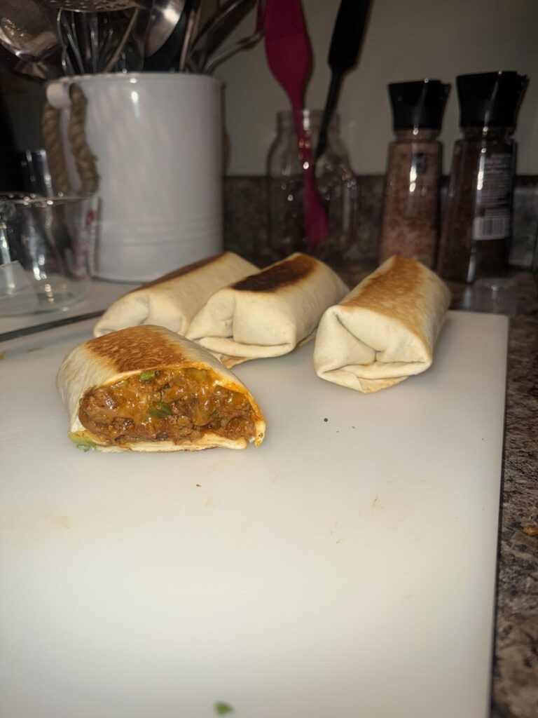Ground Turkey and cheese burritos