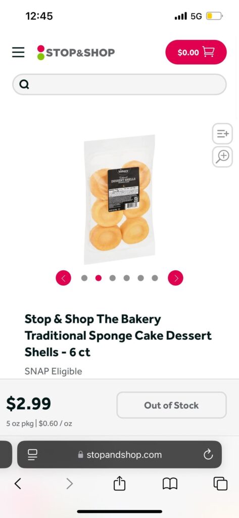 If you’re missing cake, Stop and Shop makes sponge cake dessert shells for 60 calories/shell. It’s around the size of a cupcake for one and is a great low calorie dessert hack