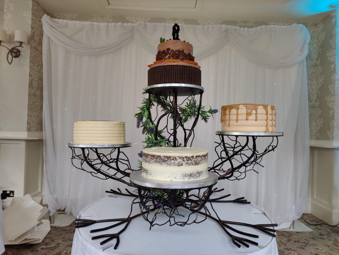 Multiple wedding cakes I made as a wedding present for my friends.