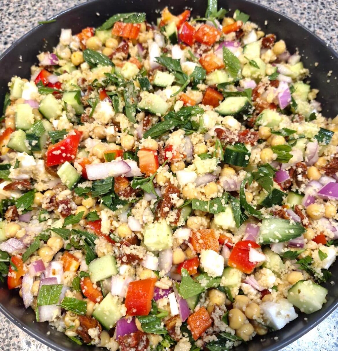 Rainbow Chickpea and Cous Cous Salad