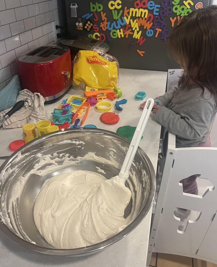 Play dough + kitchen sink both get assists for occupying my 2 year old during macaron making