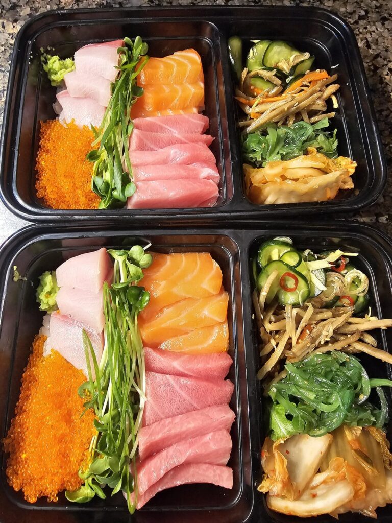 Some sashimi bowls I made with fresh wasabi