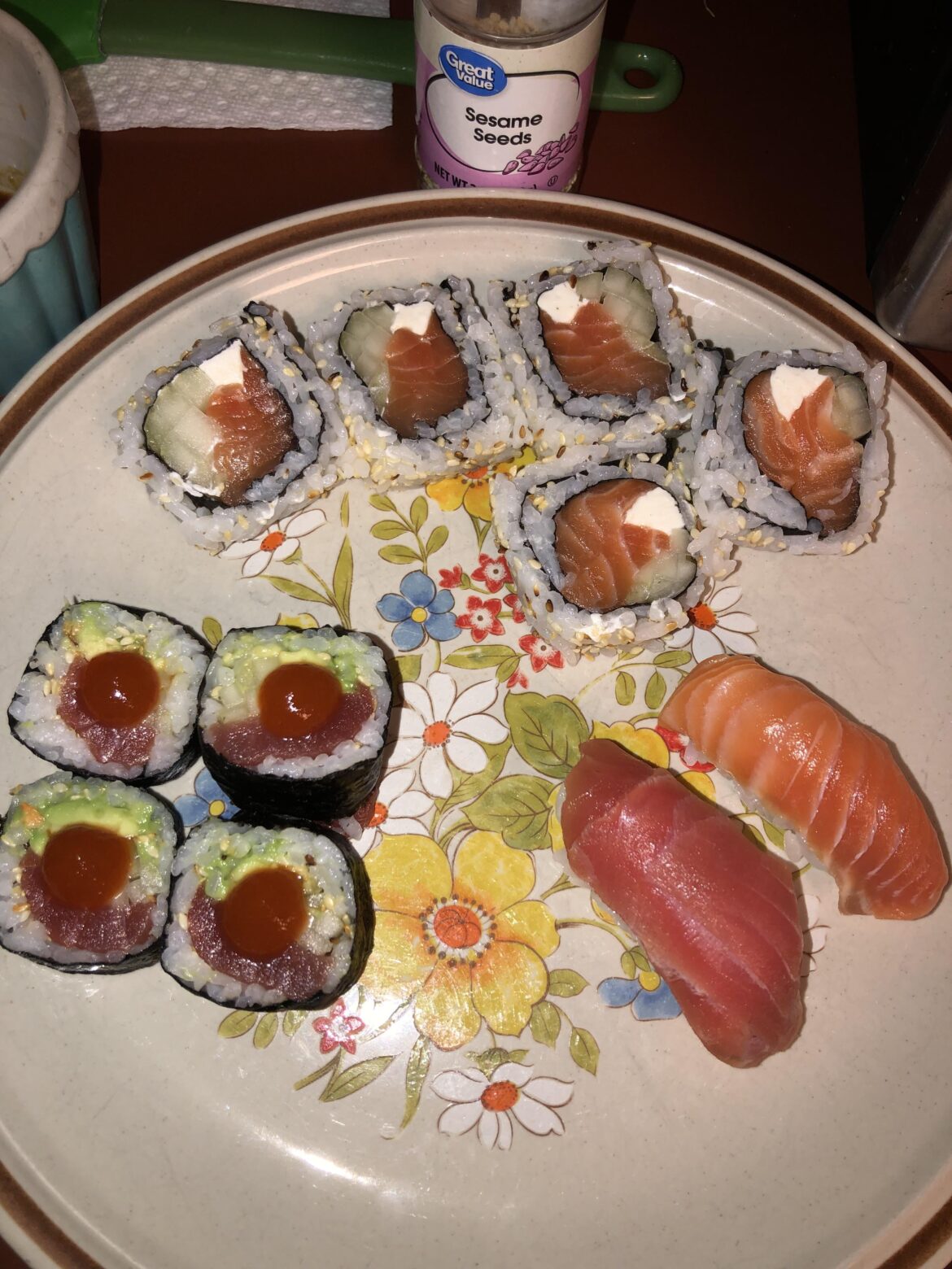 Philly and Spicy Tuna Roll at the Crib