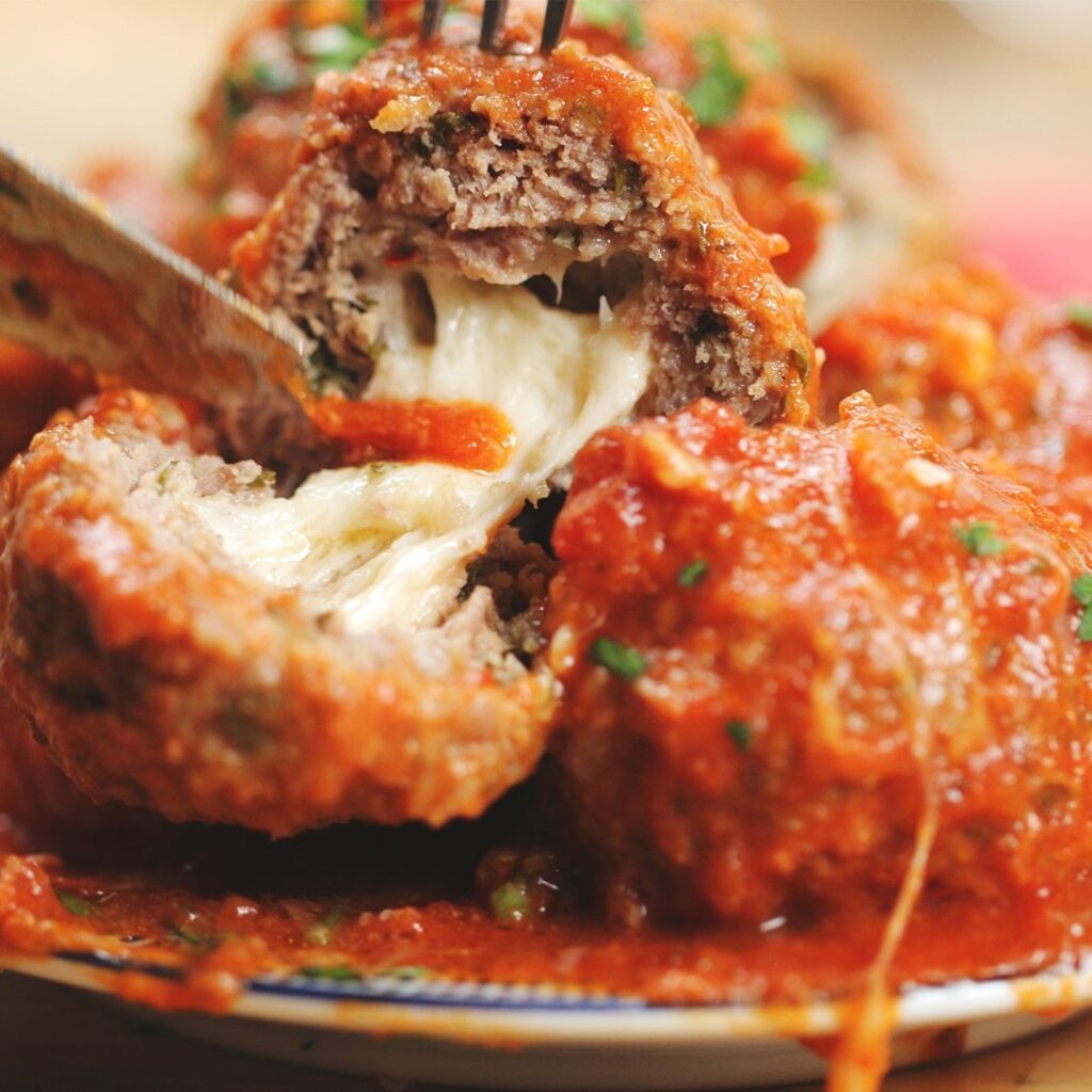 Throwback to mozzarella stuffed meatballs