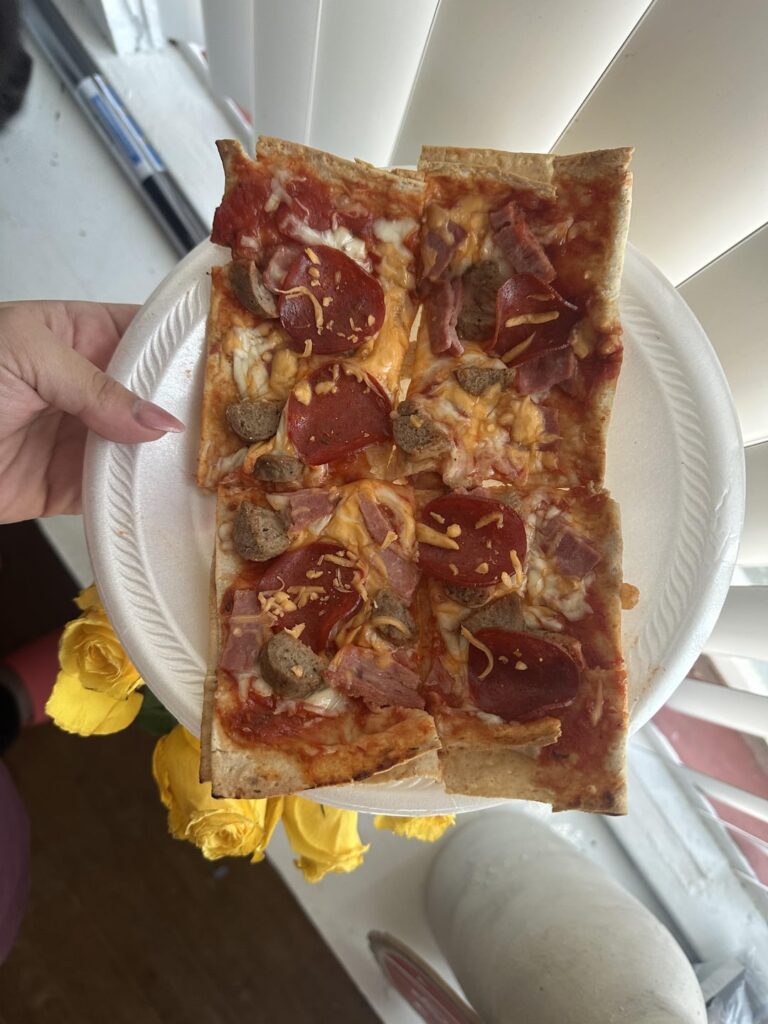 meat lovers pizza for breakfast today