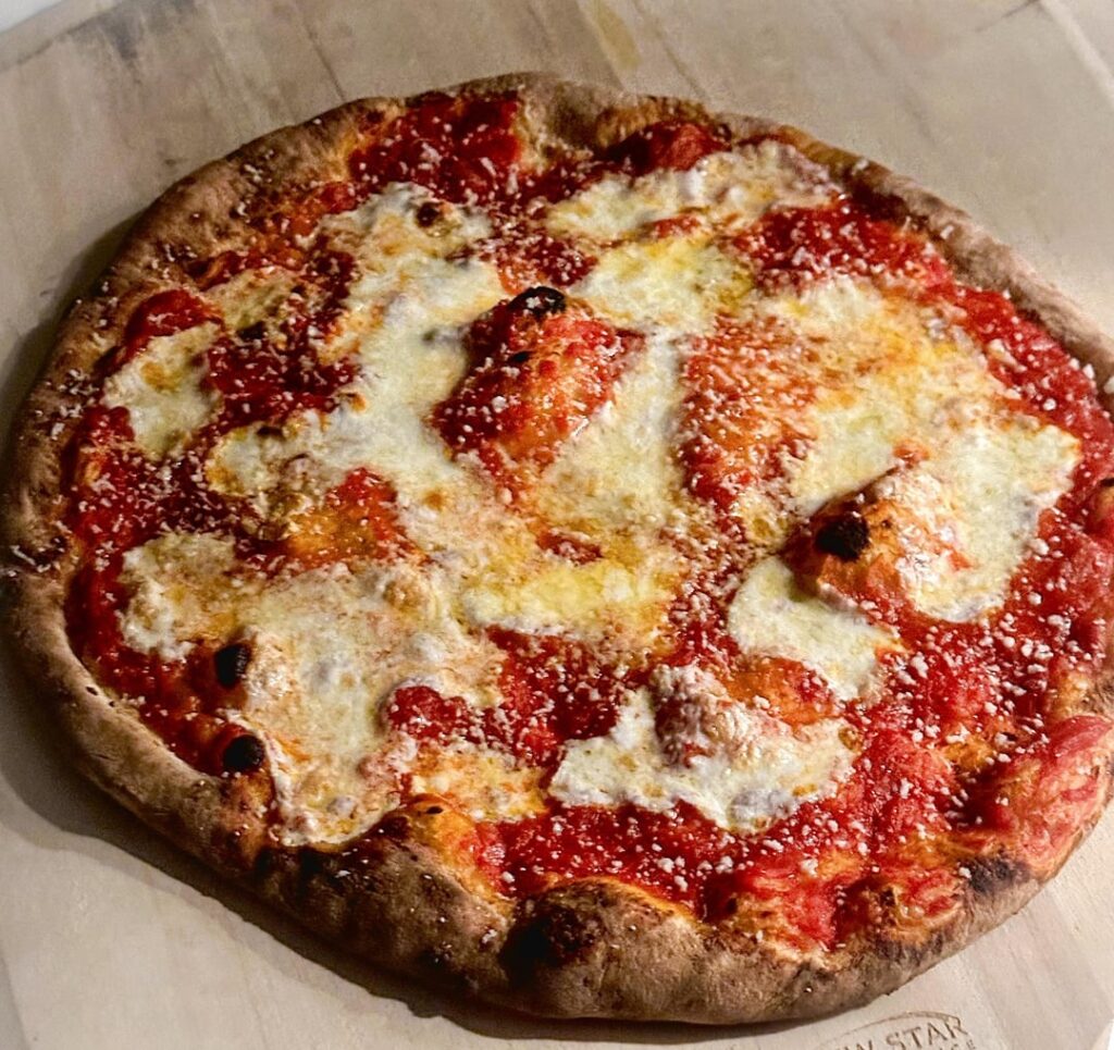 Kenji’s same day dough w/ Bianco Dinapoli tomatoes, fior di latte & Locatelli cheese