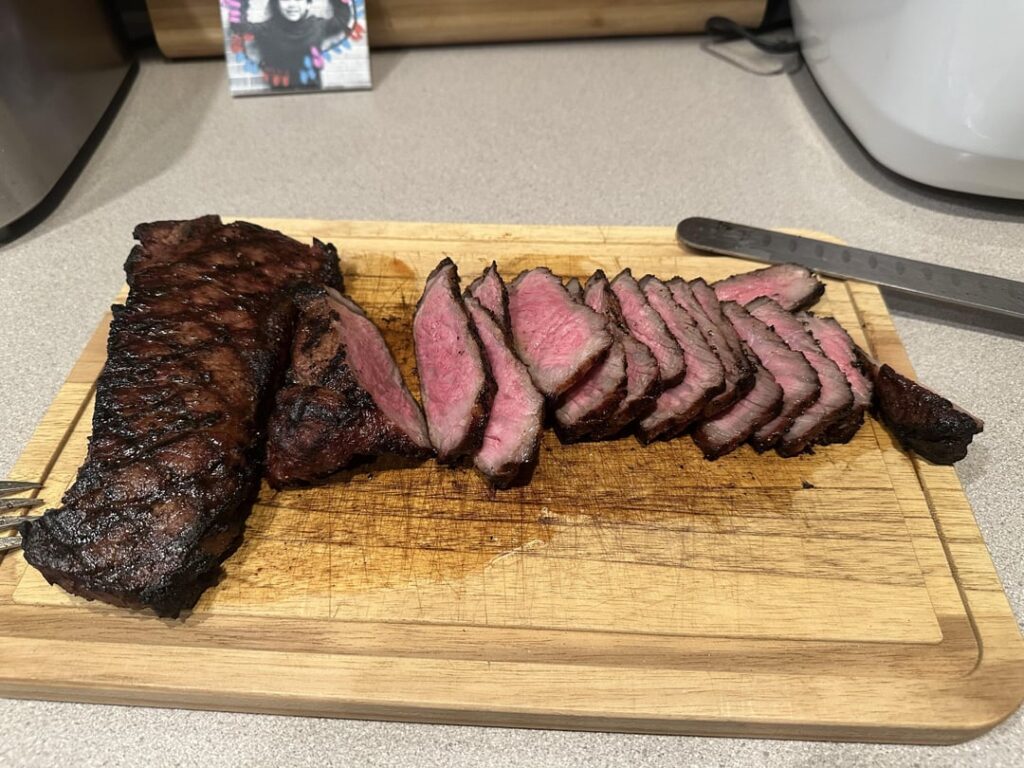Just some kettle prime strips and grilled broccoli