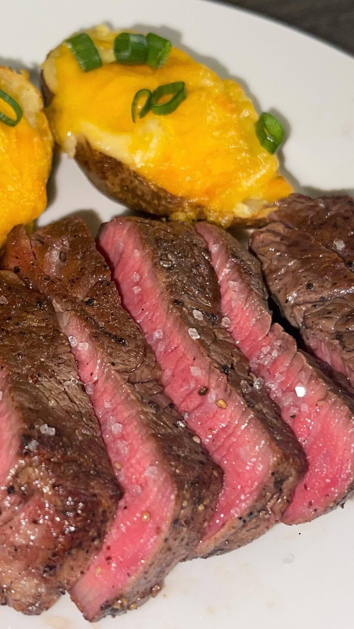 First time cooking a steak this past Valentine’s- featuring twice baked potatoes cooking in an air fryer