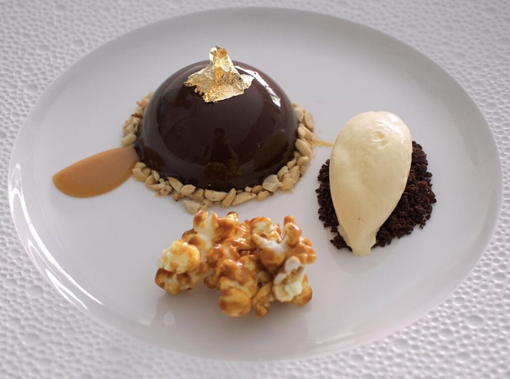 Chocolate, Peanut, Popcorn & Caramel Dessert