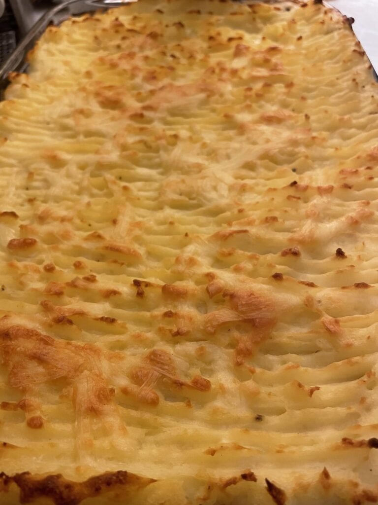 A lovely crispy mashed potato topping