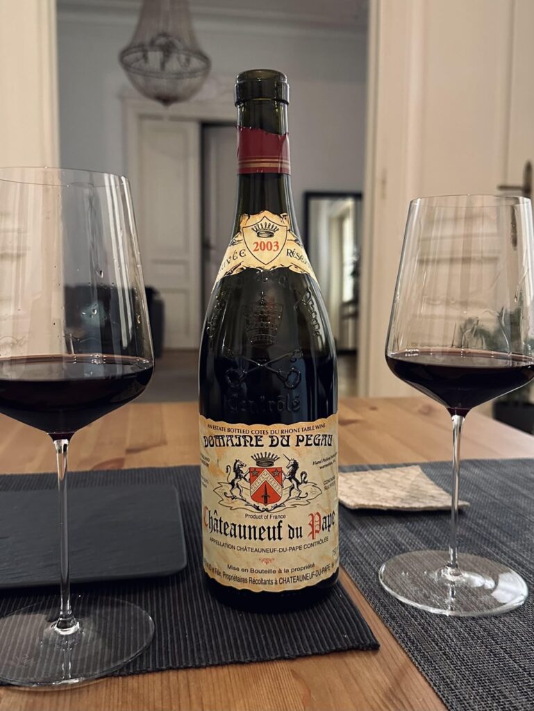Got this 2003 Domaine du Pegau Chateauneuf-du-Pape as a gift from my father