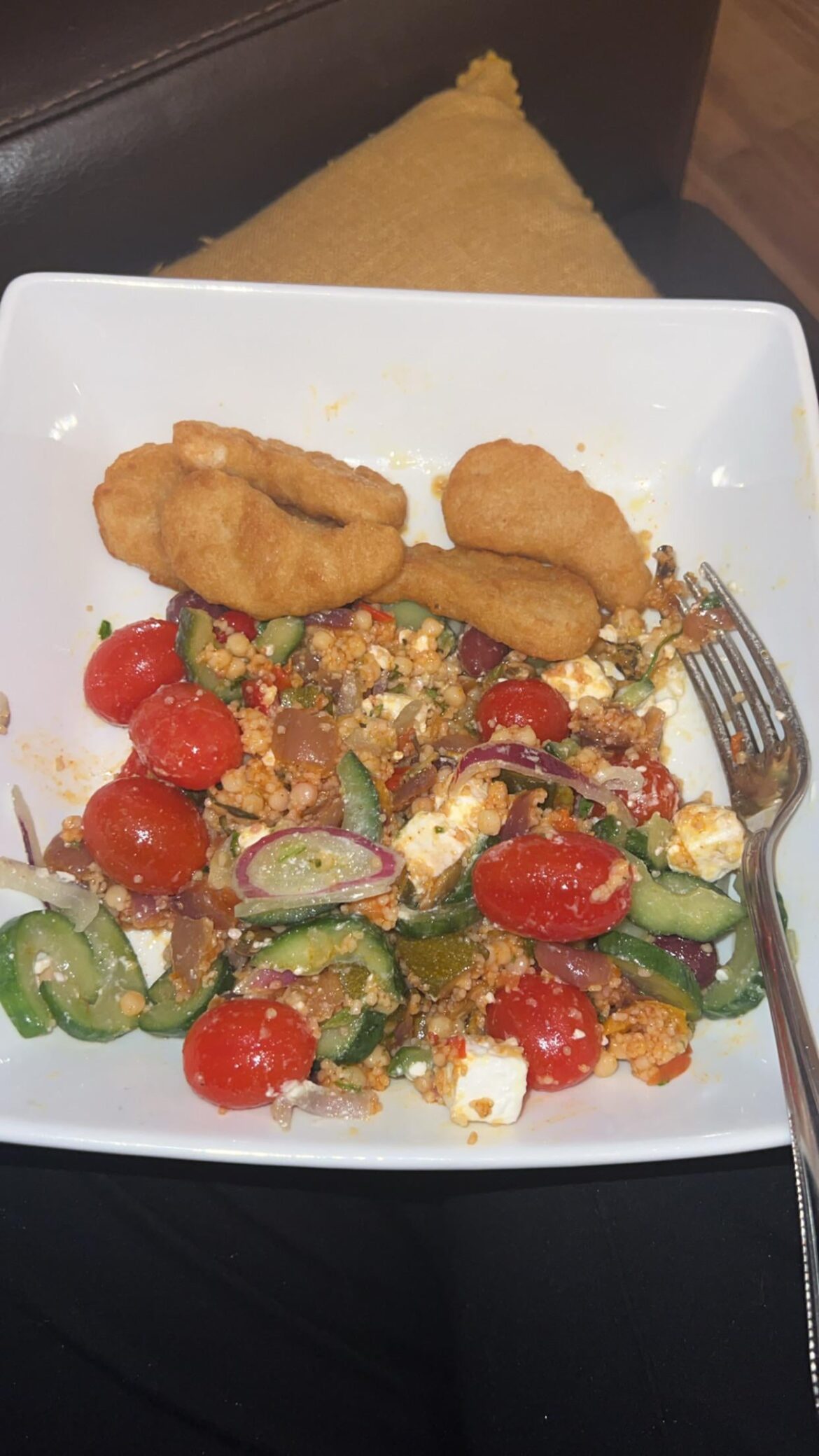 740 cals. Dinner that looks awful on camera!