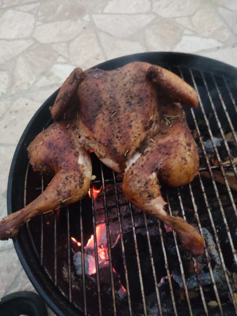 smoked herb butter chicken with smoked bbq sauce