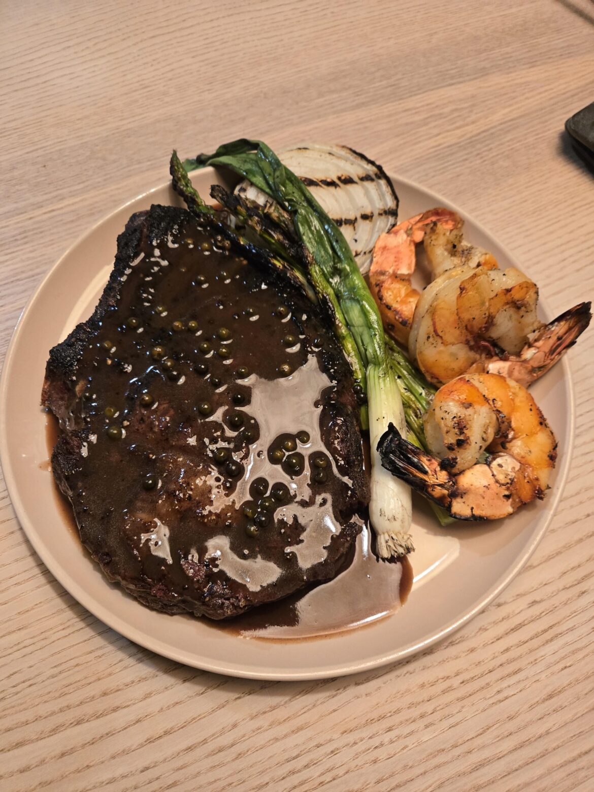 Ribeye Steak with Grilled Shrimp!