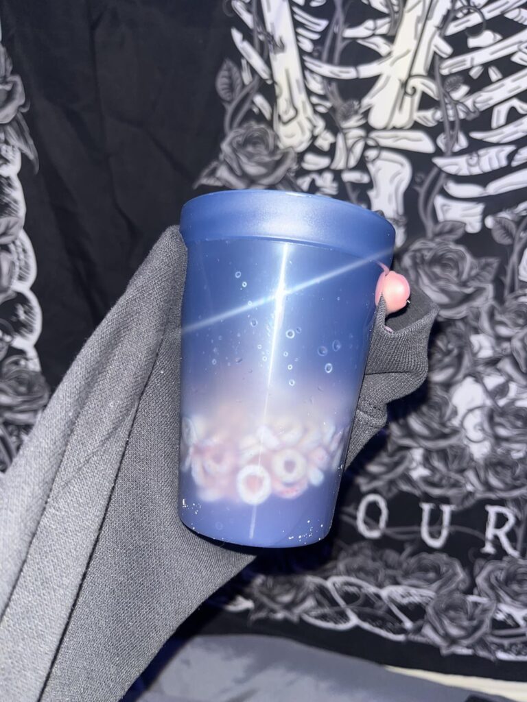 strawberry banana cheerios in water since i don’t have milk.