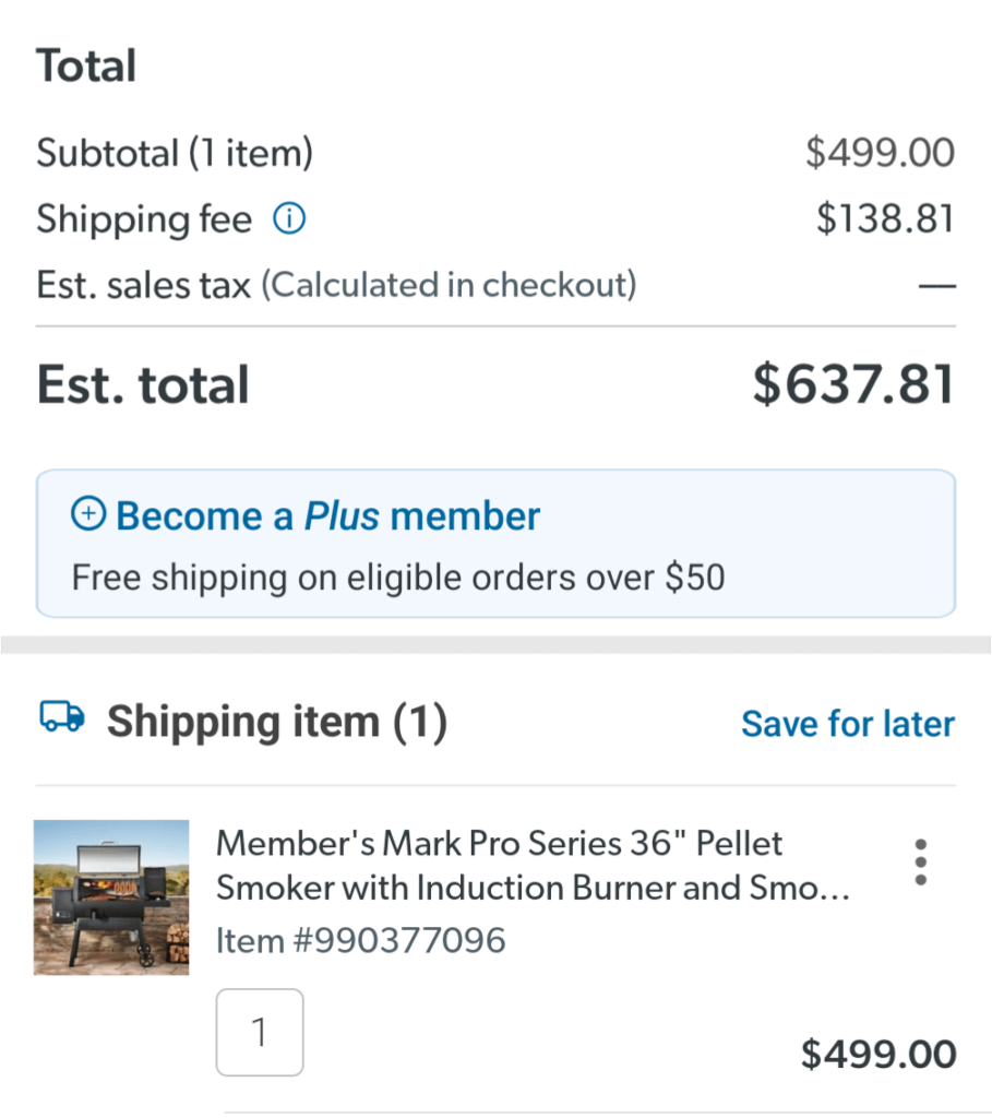 Does the Member's Mark pellet grill ever become available in store or only shipped?