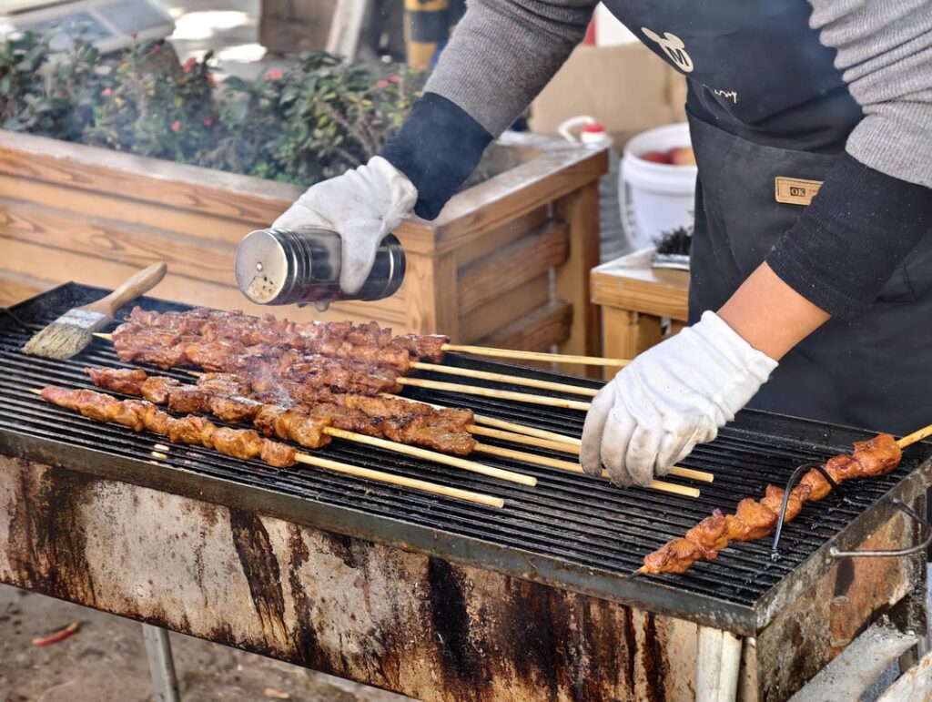 Yak skewers, common street food in Yunnan