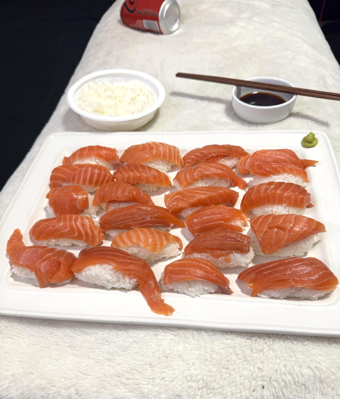 Steelhead Trout Nigiri, 45 Calories per piece.