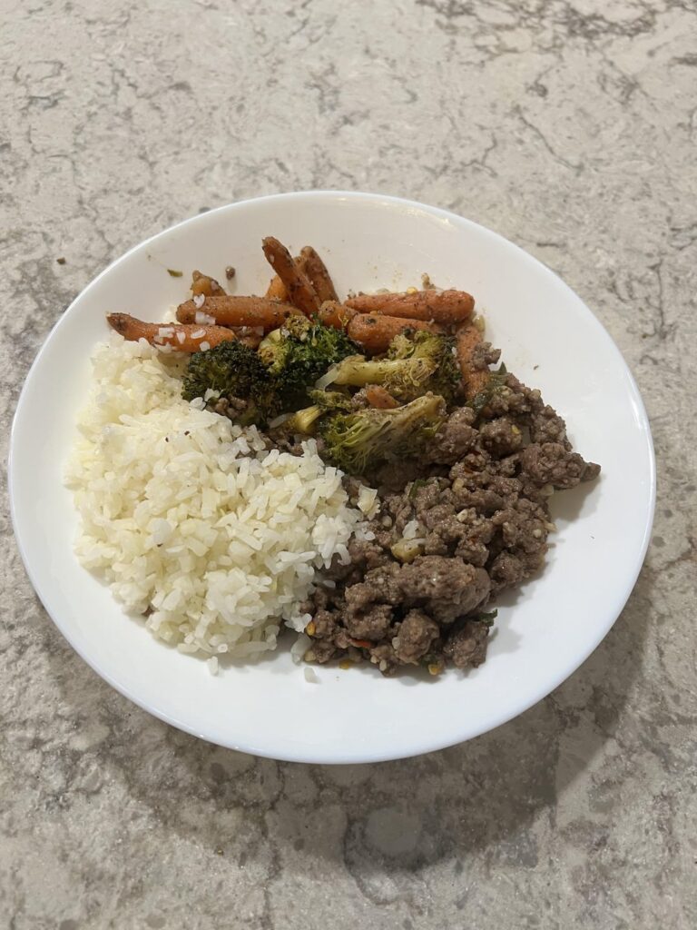 Half rice/half riced cauliflower is a game changer