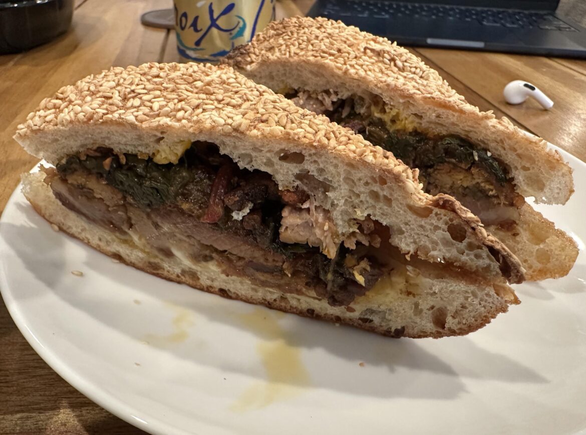 The “pork sammy” at Dove’s is a perfect sandwich