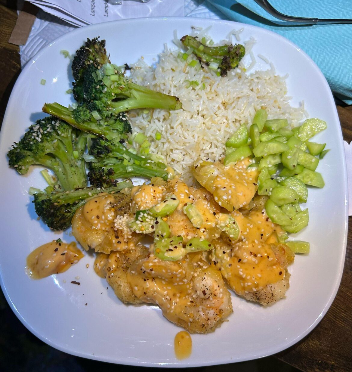 Sweet heat shrimp tempura bowls with sesame-roasted brocoli & quick pickles