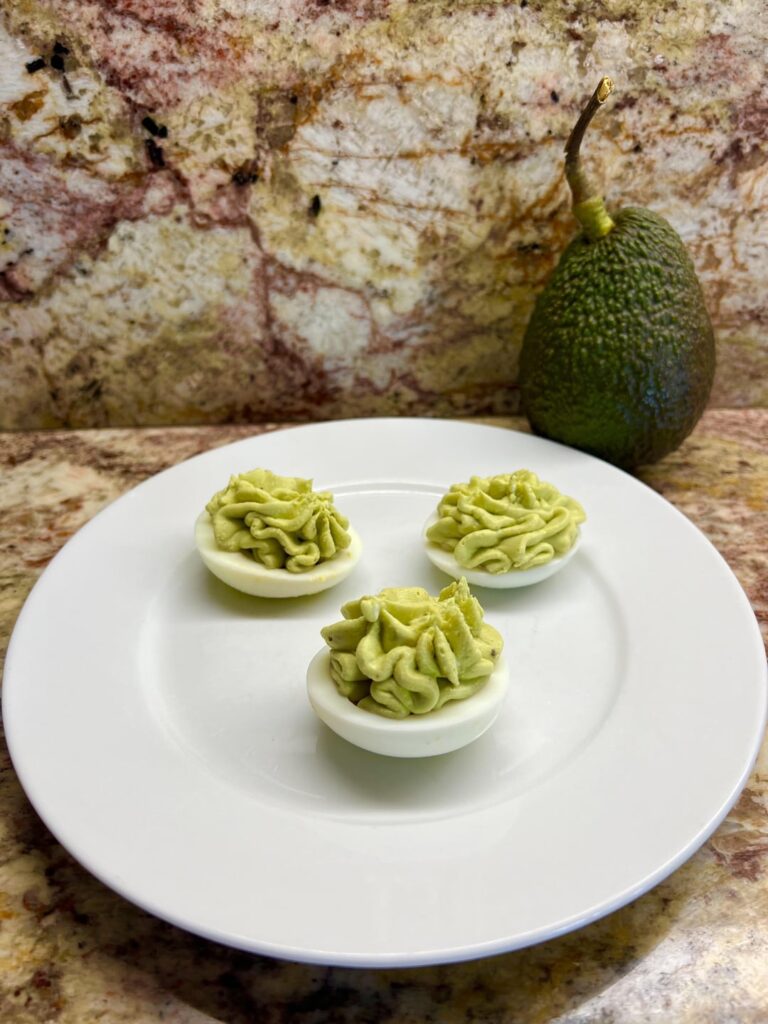 Avocado Feta Deviled Eggs