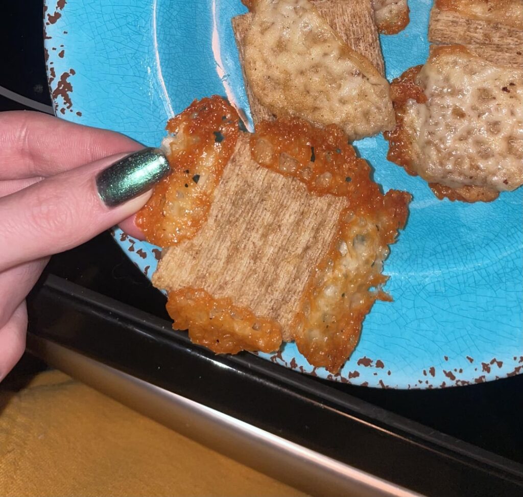 Cabot Extra Sharp on Triscuits Baked for Around 13 Minutes.