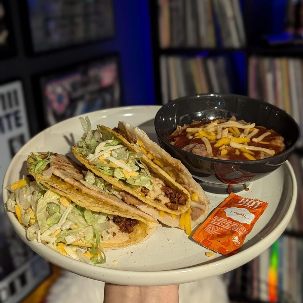 homemade cheesy gordita crunches -- for dinner and breakfast.