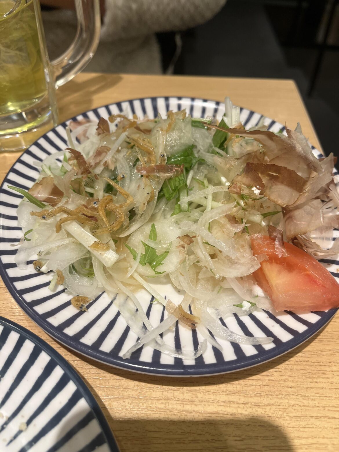Onion salad in Japan, with some dried fish