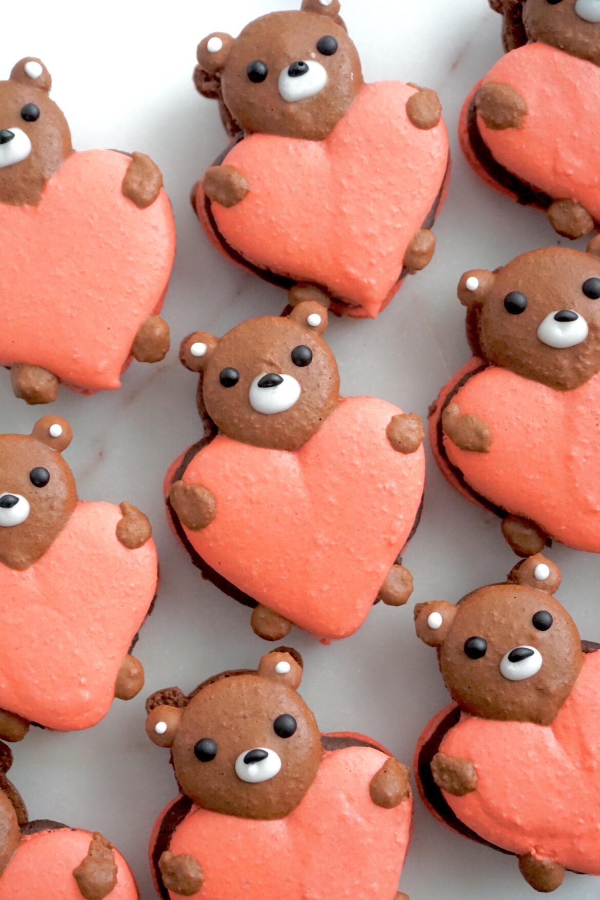 Teddy bear macarons for Valentine's Day