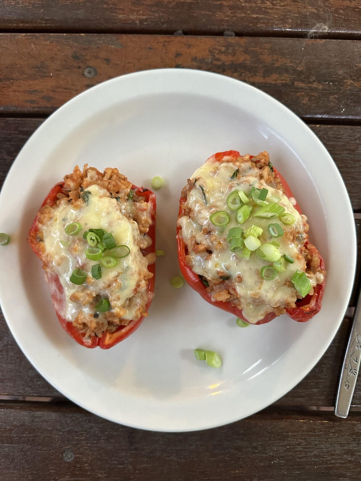 Loaded capsicums. ~400 Calories
