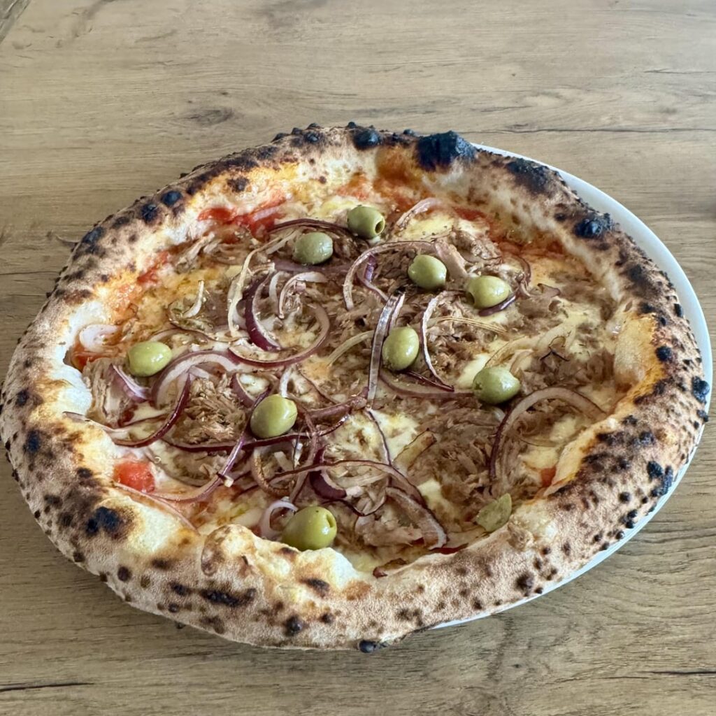 Pizza Tonno e Cipolla. 48 hours BIGA, 24 hours in the fridge.