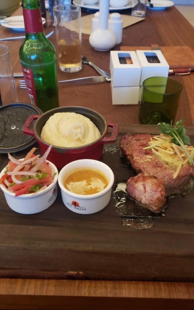 I had Mashed Potatoes with Steak for Dinner.