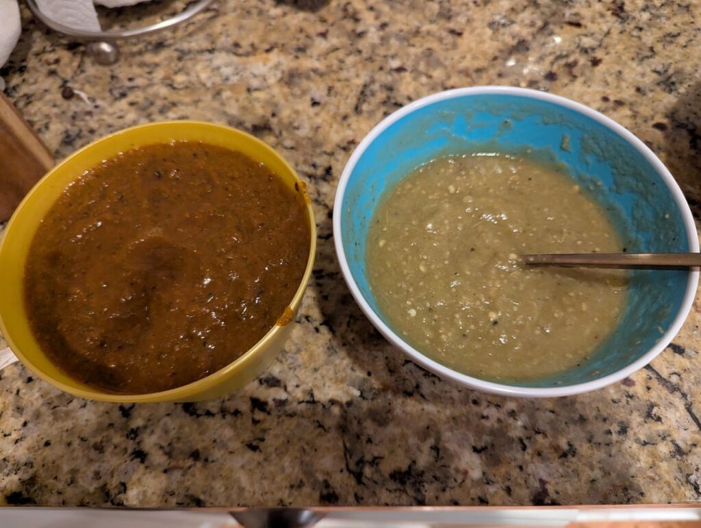 Two very different salsas, only one with 🦆