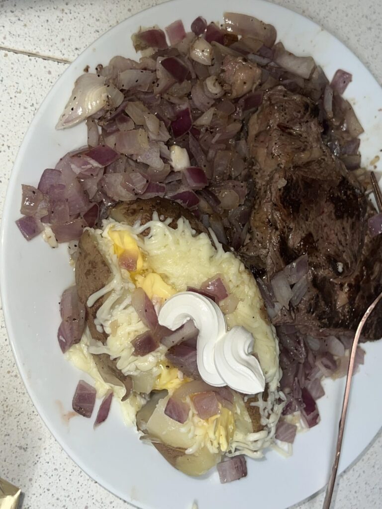 Had some steak with the onions