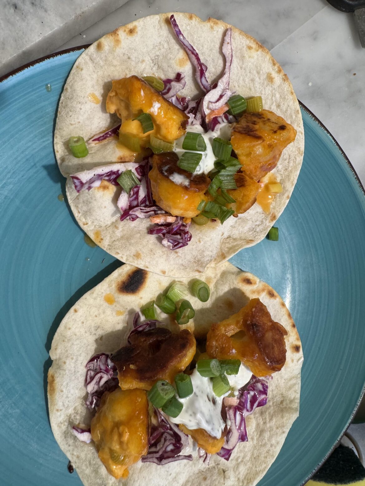Buffalo cauliflower tacos