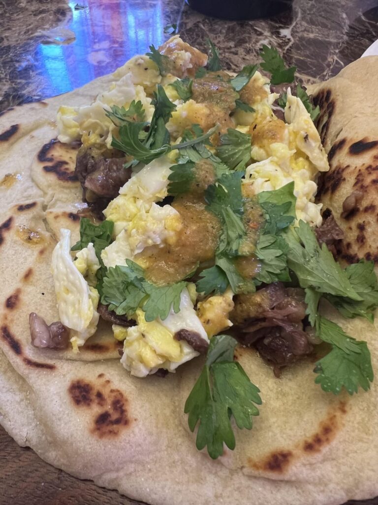 Barbacoa taco for breakfast