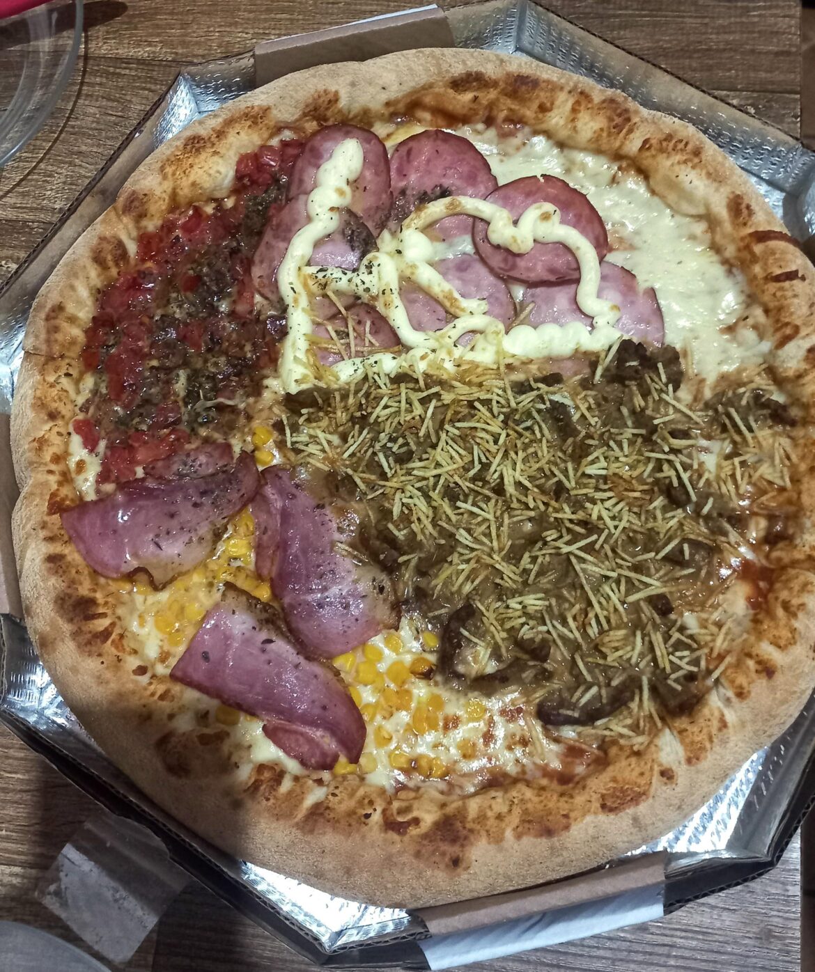 The pizza was perfectly divided 😂