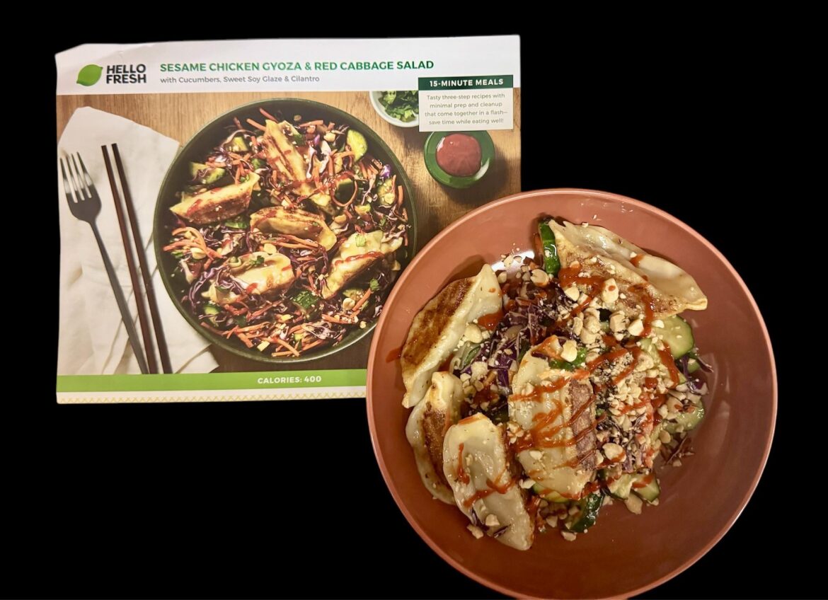 Sesame Chicken Gyoza & Red Cabbage Salad