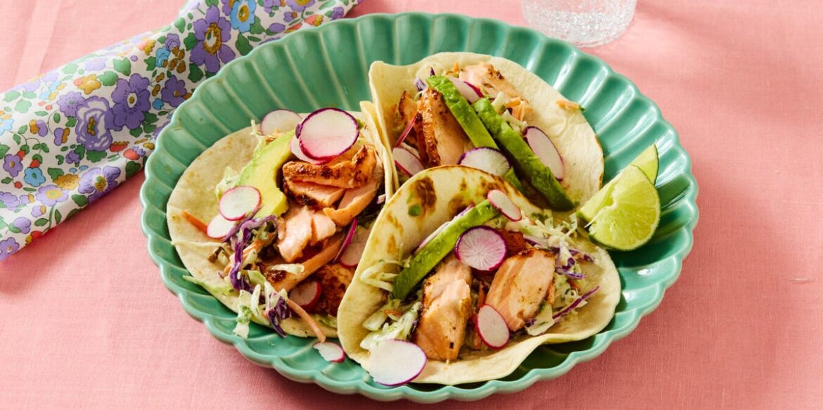 Salmon Tacos with Creamy Dill Slaw Recipe