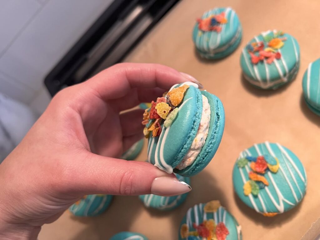 Fruity pebble macarons