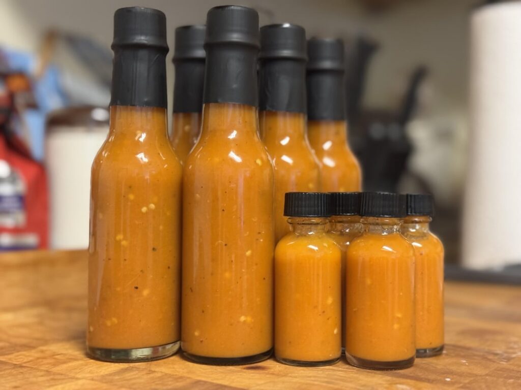 Habanero hot sauce with sweet onion, carrot, red bell, garlic, lime juice
