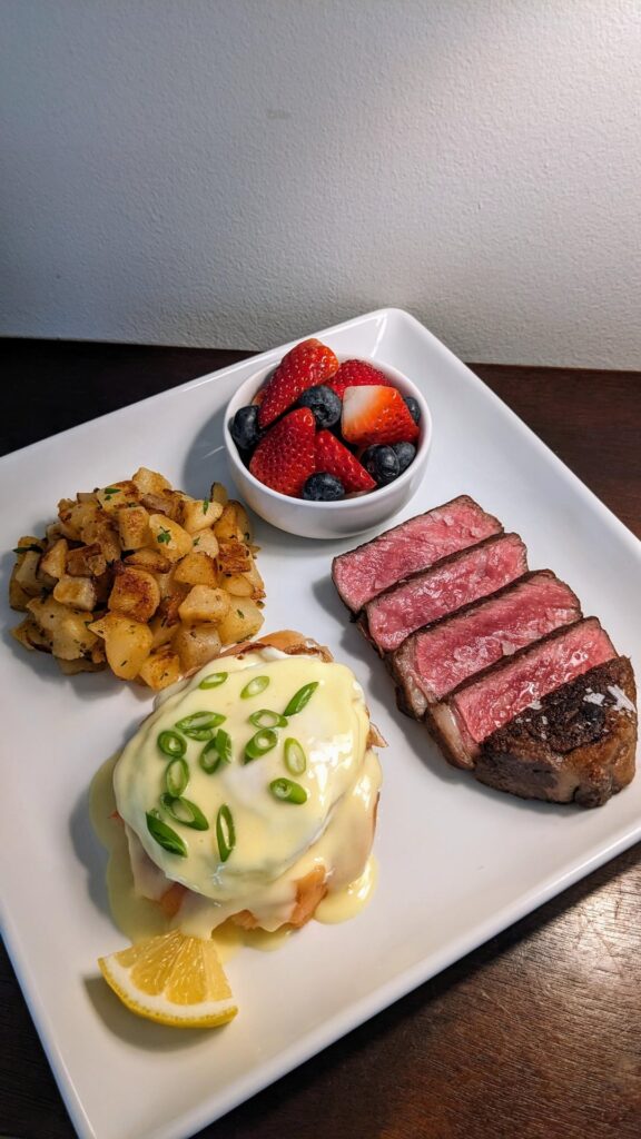 Steak & Eggs Brunch - Prime Strip with Eggs Royale