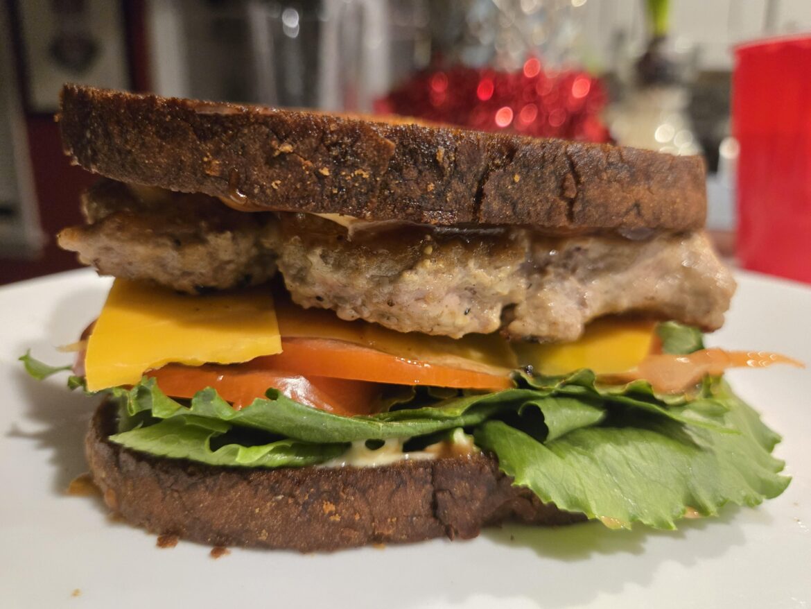 Turkey burger on GF sliced bread
