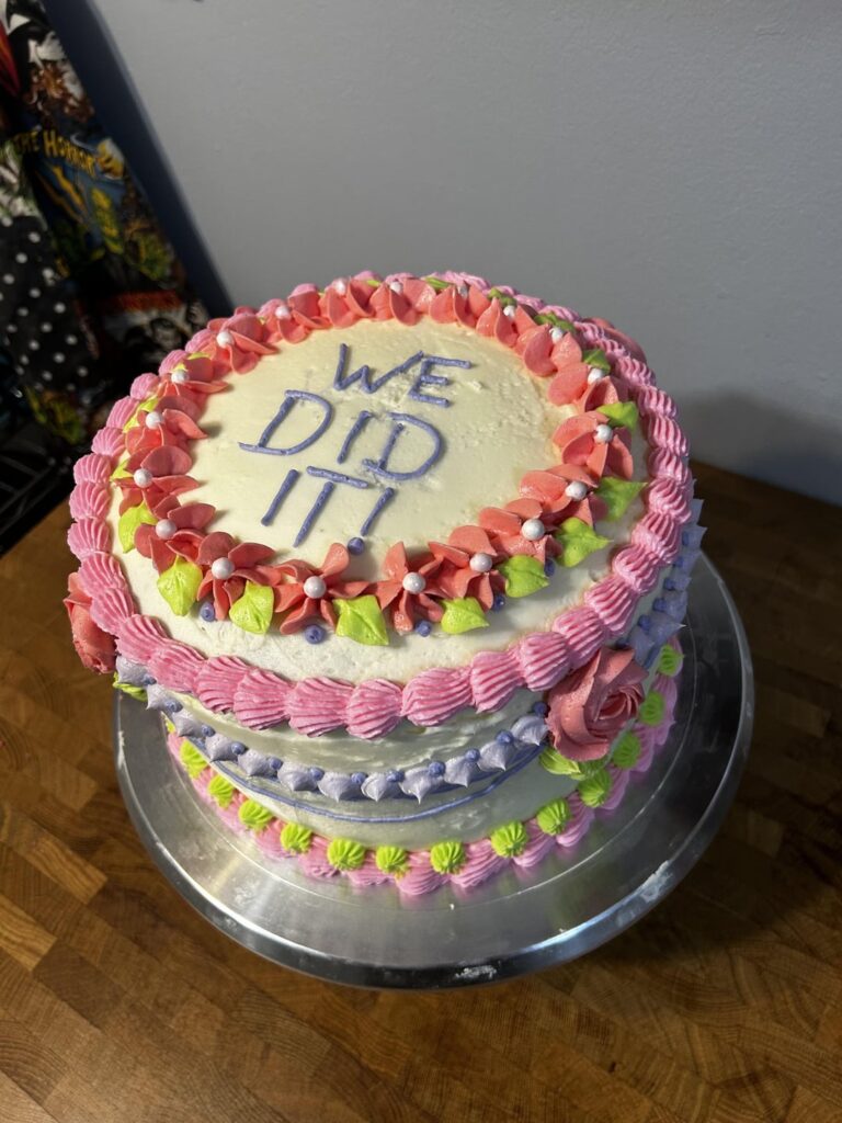 My girlfriend and I attempted a vintage cake today!