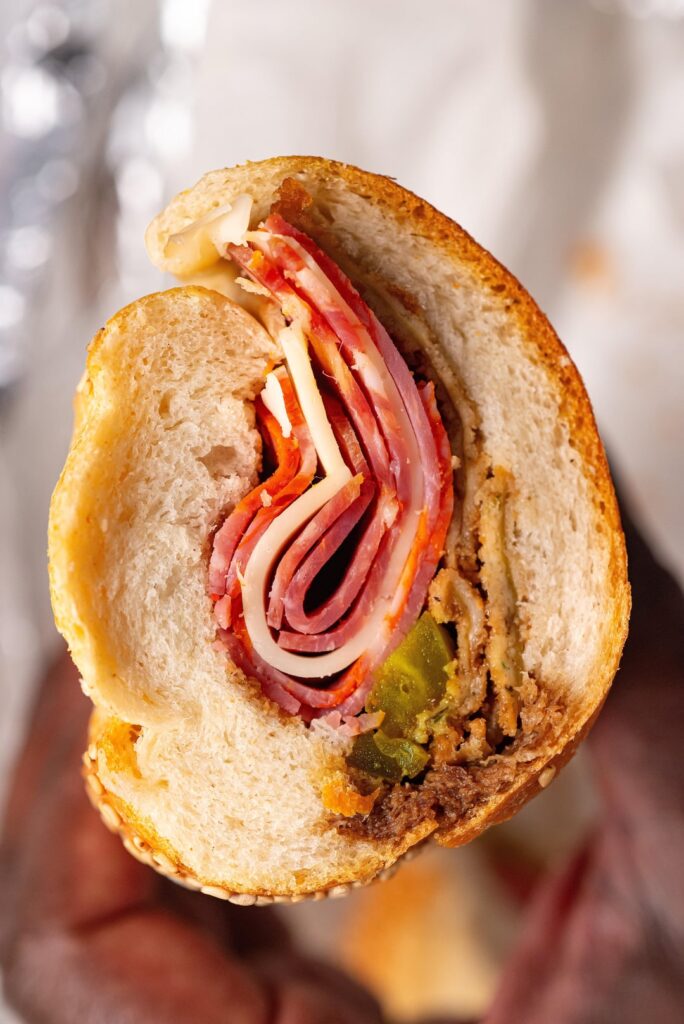 “The Godfather” at  Tino’s Delicatessen on Arthur Ave in the Bronx. Solid old school Italian sandwich.